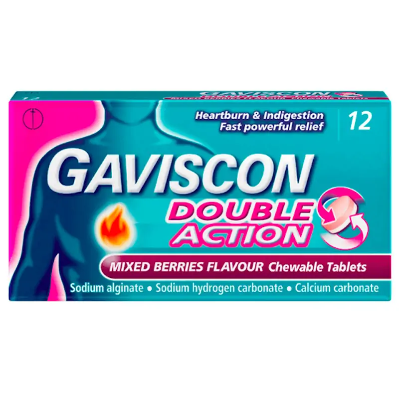 Gaviscon Double Action Mixed Berries Flavoured Chewable 12 Tablets