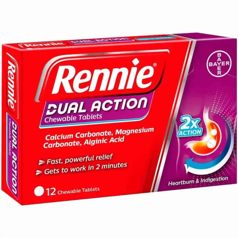 Rennie Dual Action Chewable Tablets Pack of 12